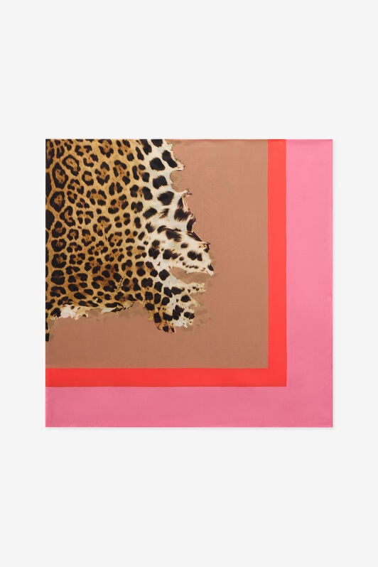 RC Cavalli Pop Print Silk Stole CORAL RED WQI002-HZR33