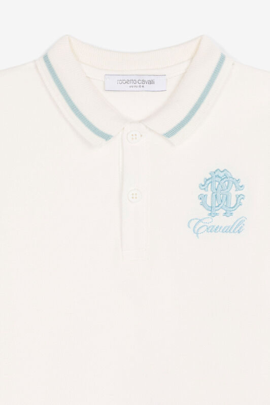 JU Embroidered-monogram cotton polo shirt JU Embroidered-monogram cotton polo shirt Milky white QJT662-KB003