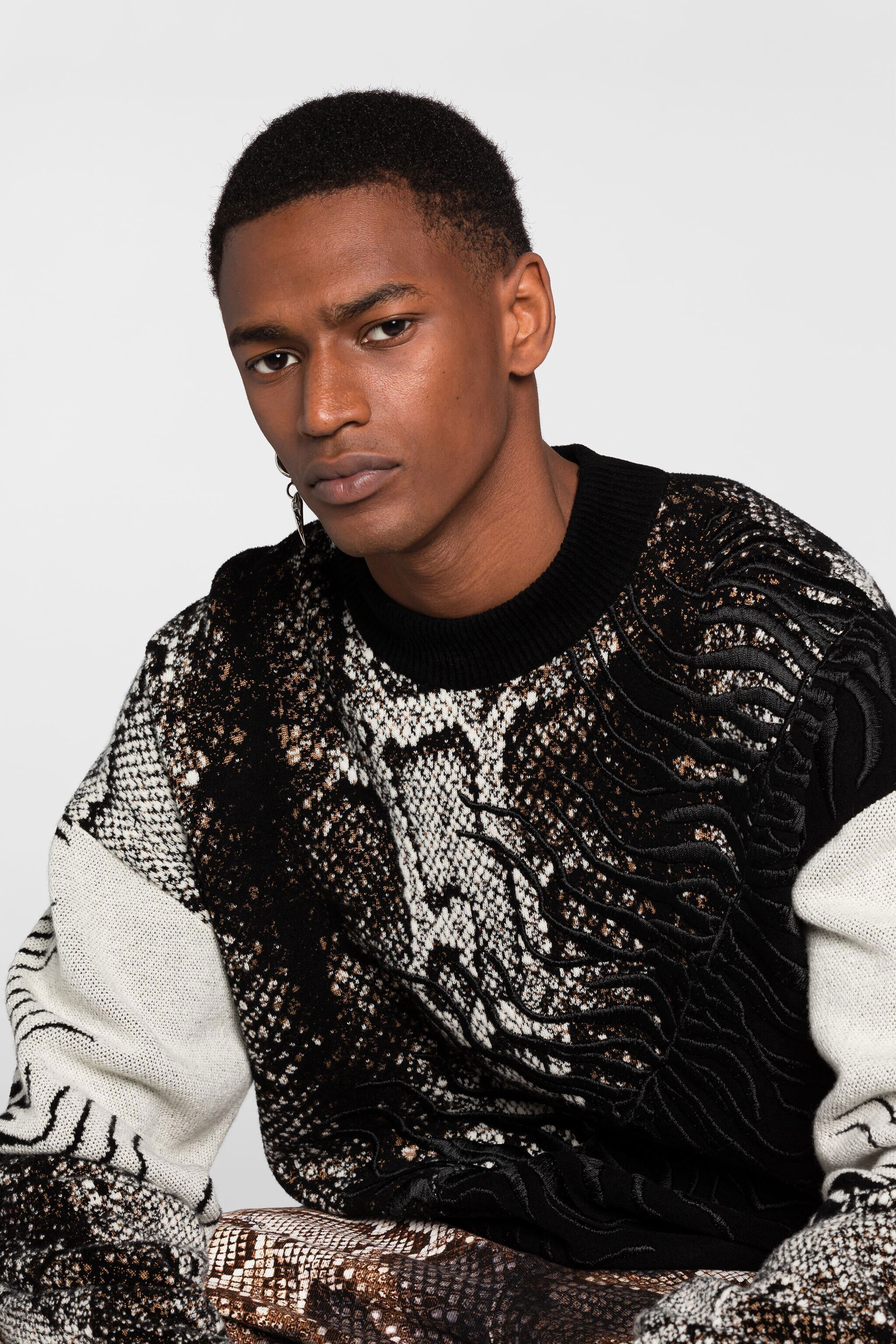 RC Embroidered Python-Jacquard Sweater MULTICOLOR PNM610-MR001