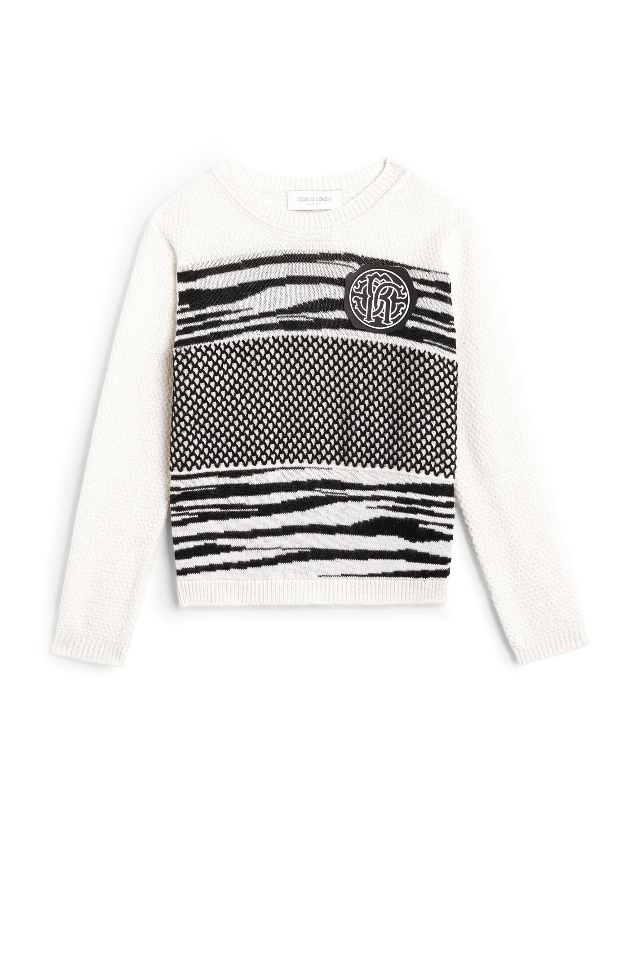 JU Argyle-Pullover mit Zebra-Strick MILKY WHITE/BLACK JJM552-WH003