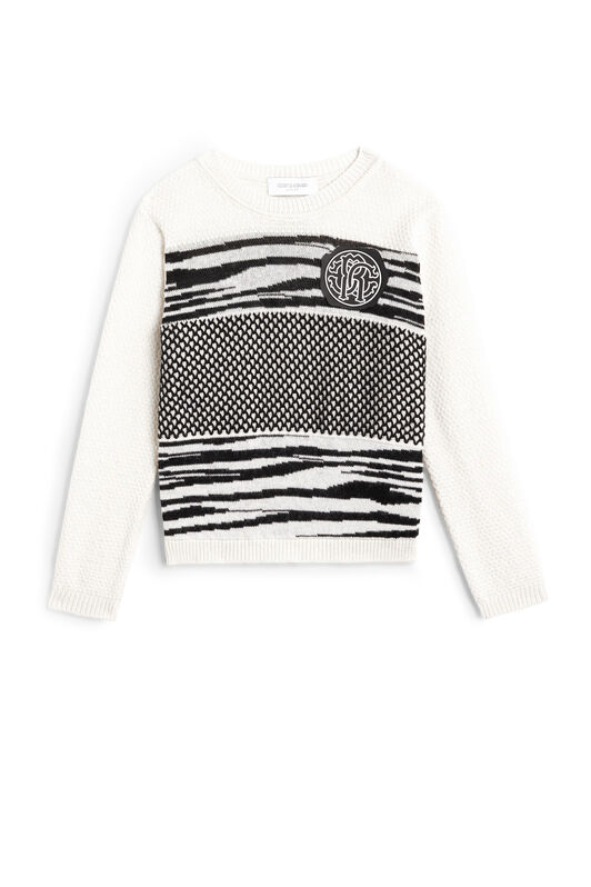 JU Argyle-Pullover mit Zebra-Strick JU Argyle-Pullover mit Zebra-Strick MILKY WHITE/BLACK JJM552-WH003