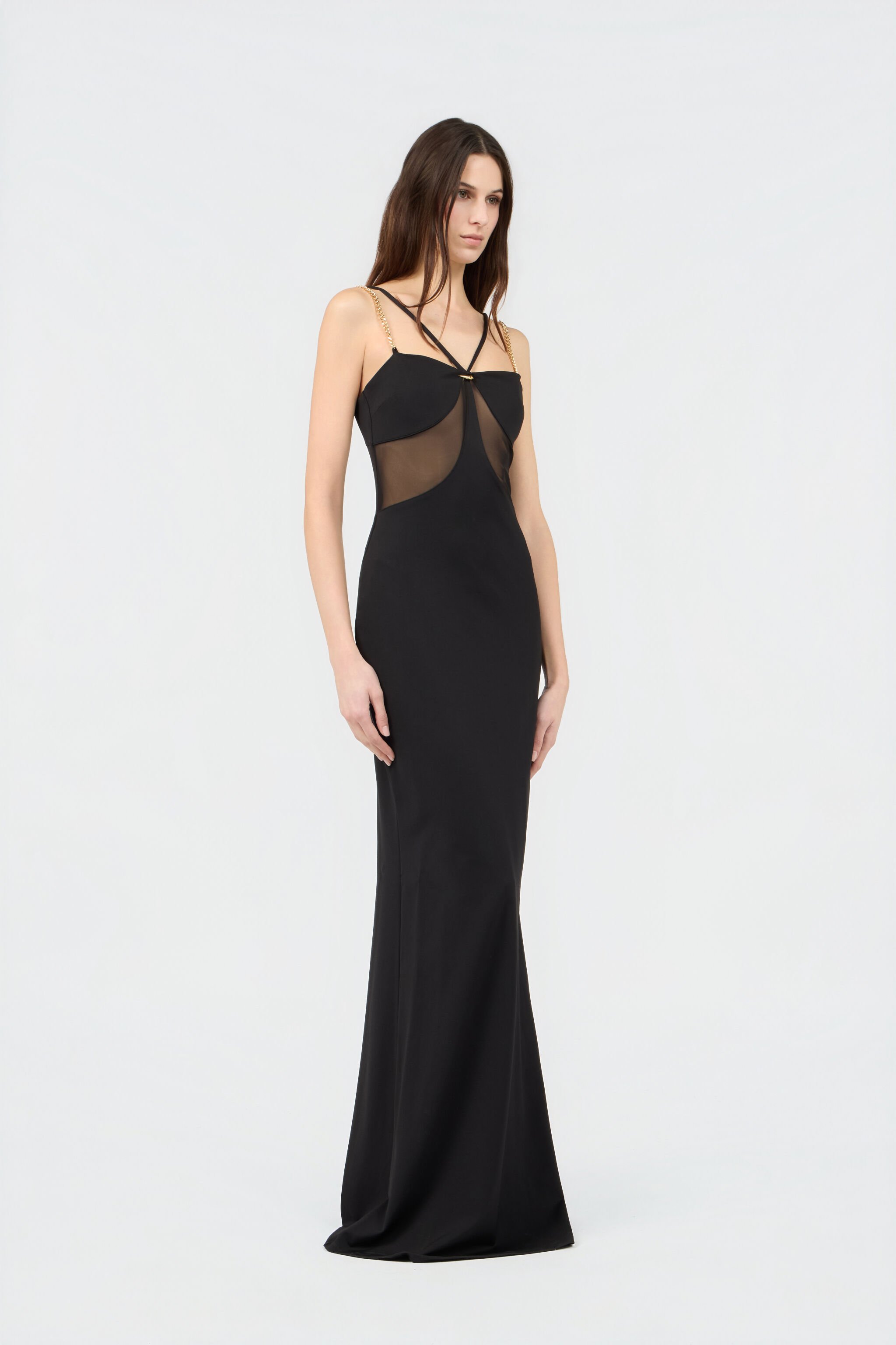 RC Black Maxi Dress with Chain Straps BLACK SOT10A-AI001