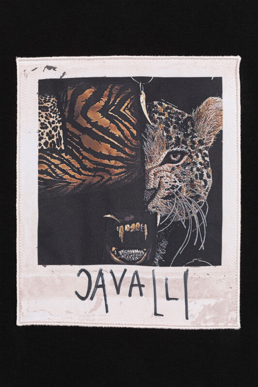 JU Felpa con applicazione Animalier Photograph Nero OJT938-ISA2J