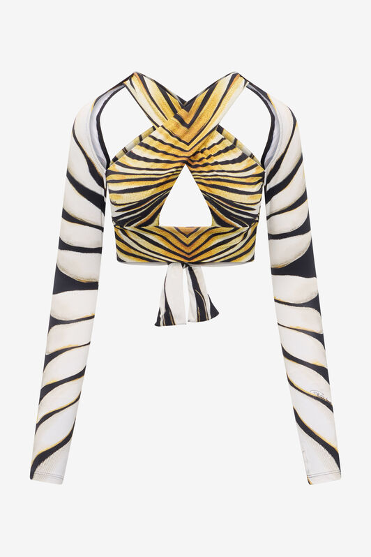RC Ray Of Gold Print Cut-Out Top Gold TKT609-OOM33