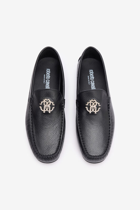 RC Mocassini Effetto Martellato Con Monogram RC Nero POS00G-PI001
