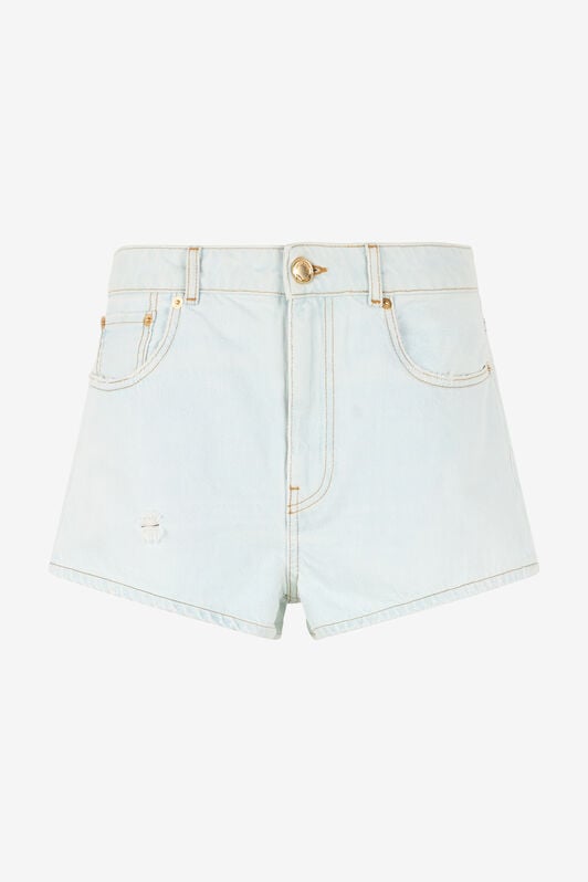 RC Light Wash Denim Shorts with Distressed Details DARK BLUE WQJ201-VT002