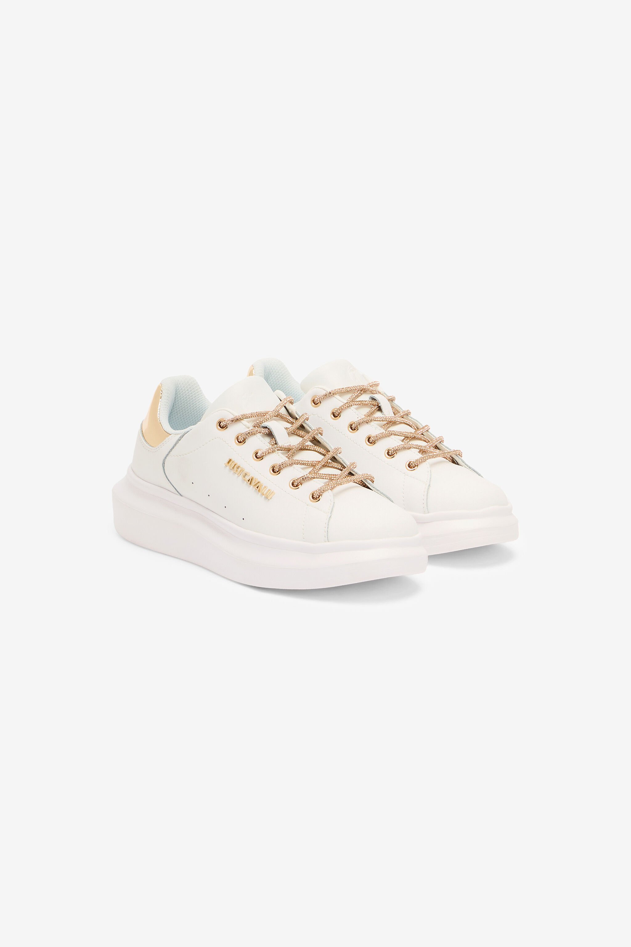 JC Sneakers Mit Schnürung Und Strass Weiß/Gold UFS030-UF352