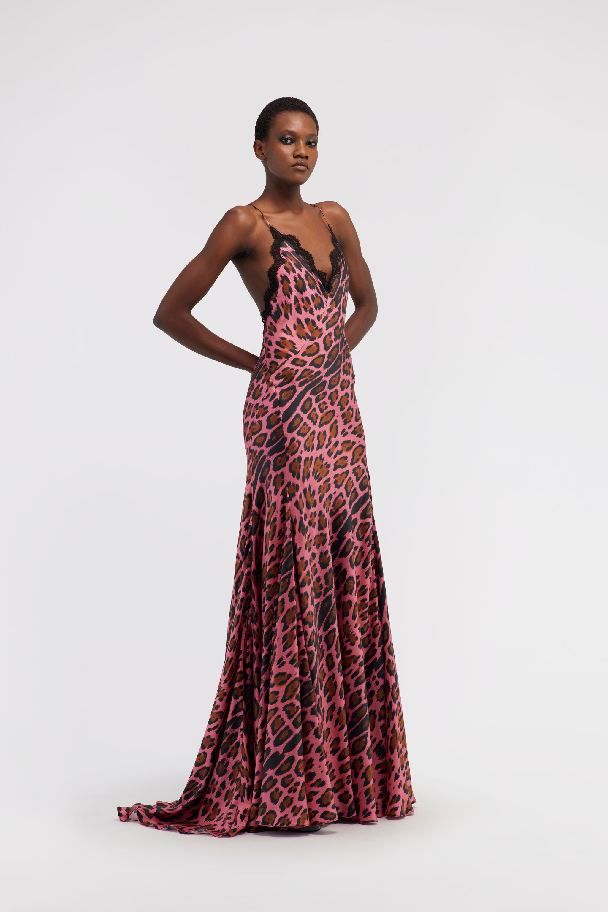 RC Slip dress with Leopard print Fuchsia RWT138-4QI13