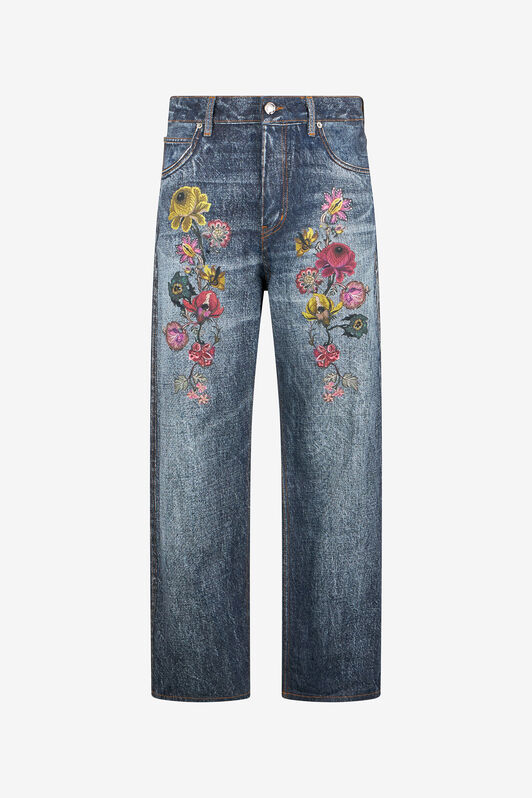 RC Blue Denim Jeans With Flowers LUNAR ROCK WNJ210-DL010