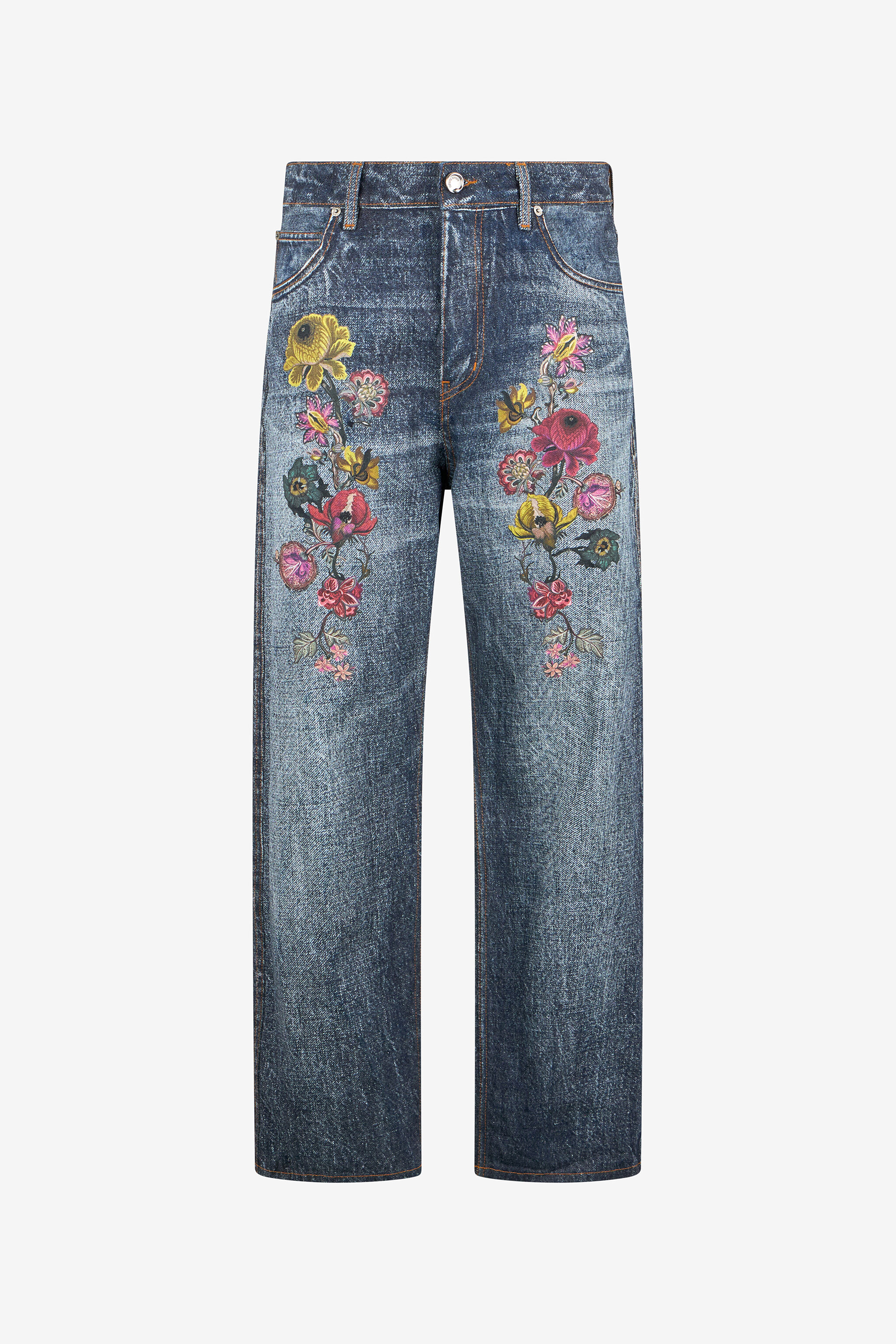 RC Blue Denim Jeans With Flowers LUNAR ROCK WNJ210-DL010