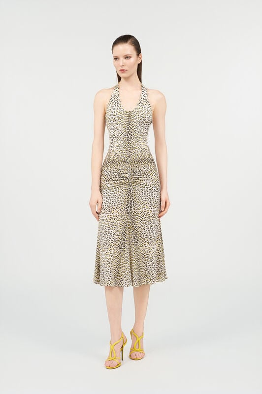 RC Pop Jaguar Print Midi Dress YELLOW/BLACK WQT119-LNR30