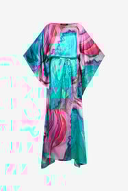 ${brand} Robe longue en soie à imprimé marbré multicolore ${colorDescription} ${masterID}