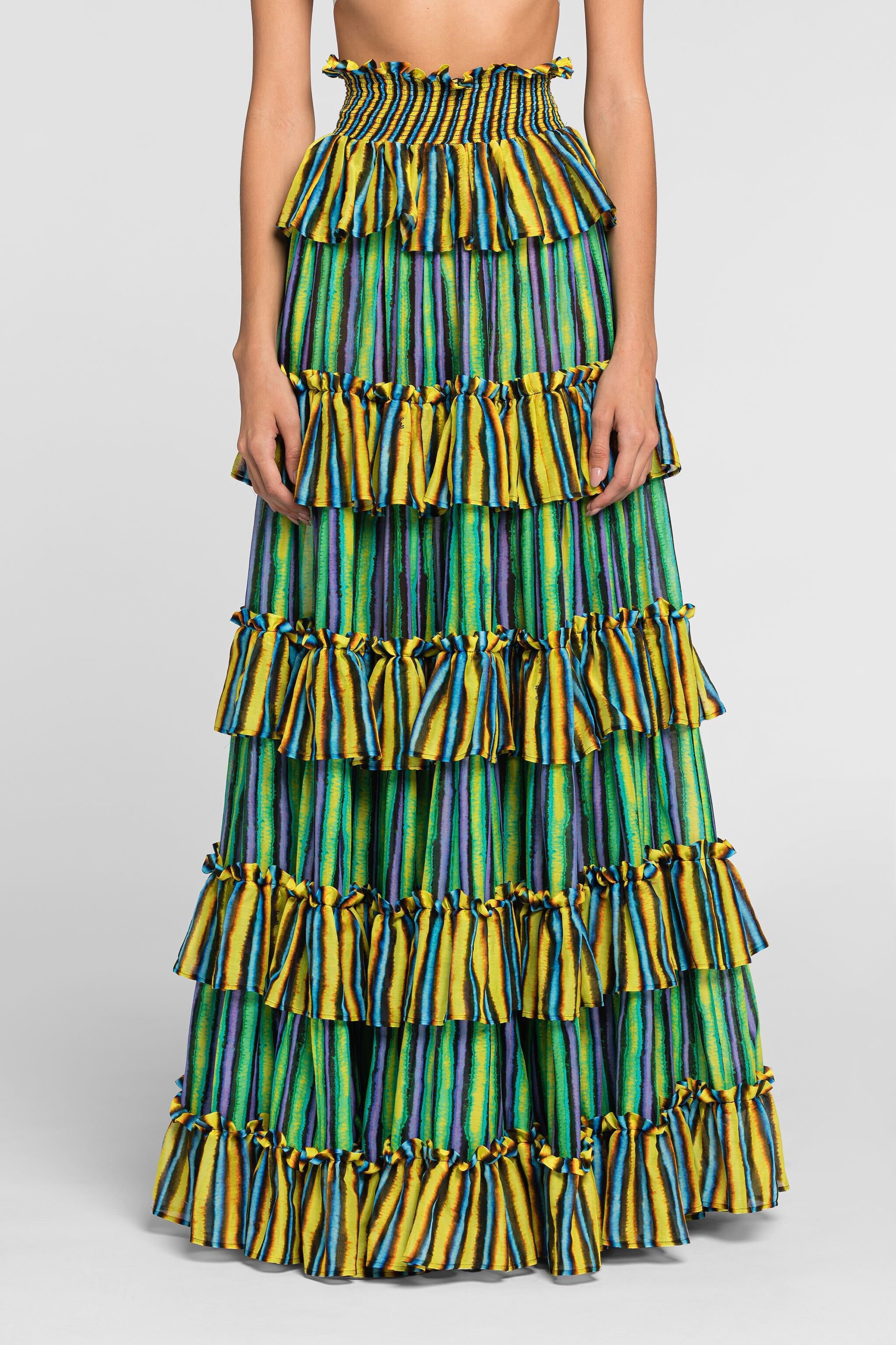 RC High-waisted striped maxi skirt VERDE QKT340-CDF55
