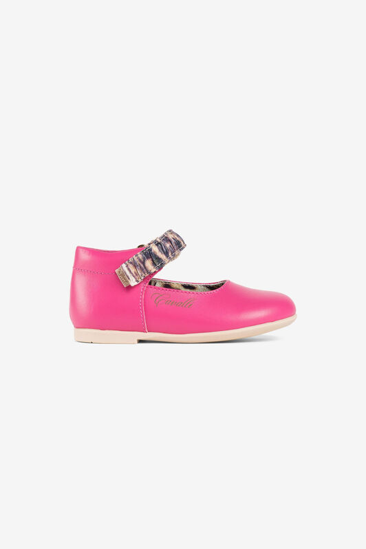 JU Logo-Print Ballet Flats Fuchsia PJS010-PL001