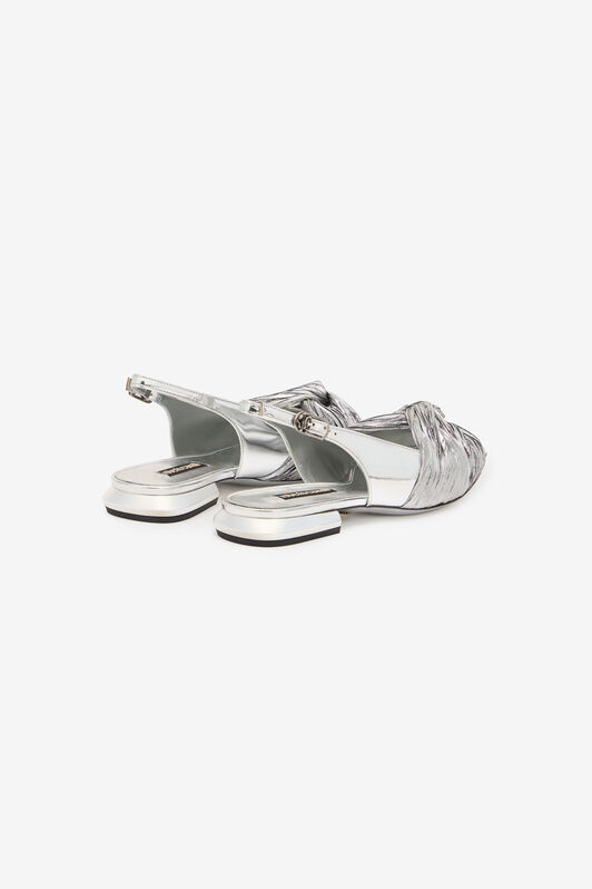 RC Metallic Leather Slingback Ballet Flats Silver TKS100-PZF01