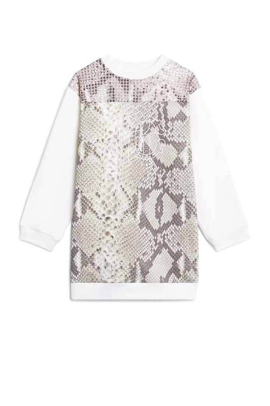 JU Python print sweatshirt dress BROWN/BEIGE/MILKY JJT100-HER80