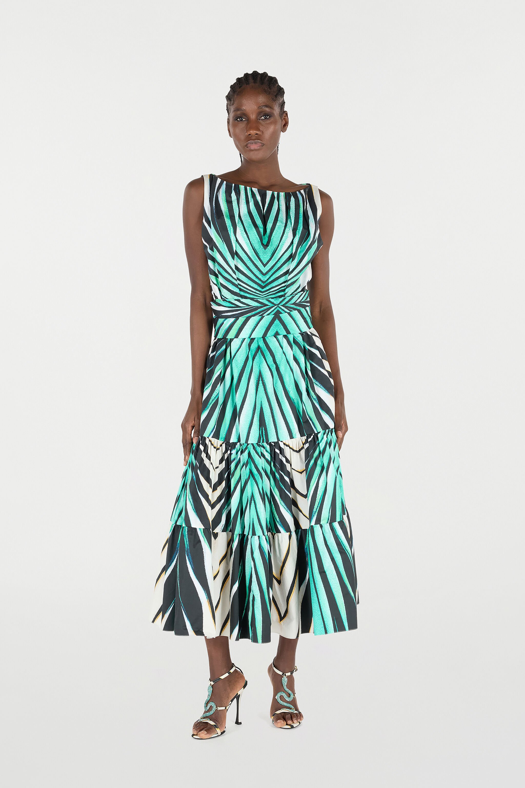 RC Ray Of Sea Print Midi Dress Light blue VKT120-RLM33