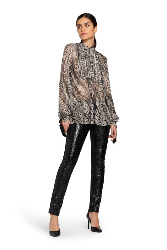 RC Feather-print long-sleeve shirt Gray MQT702-GFA38