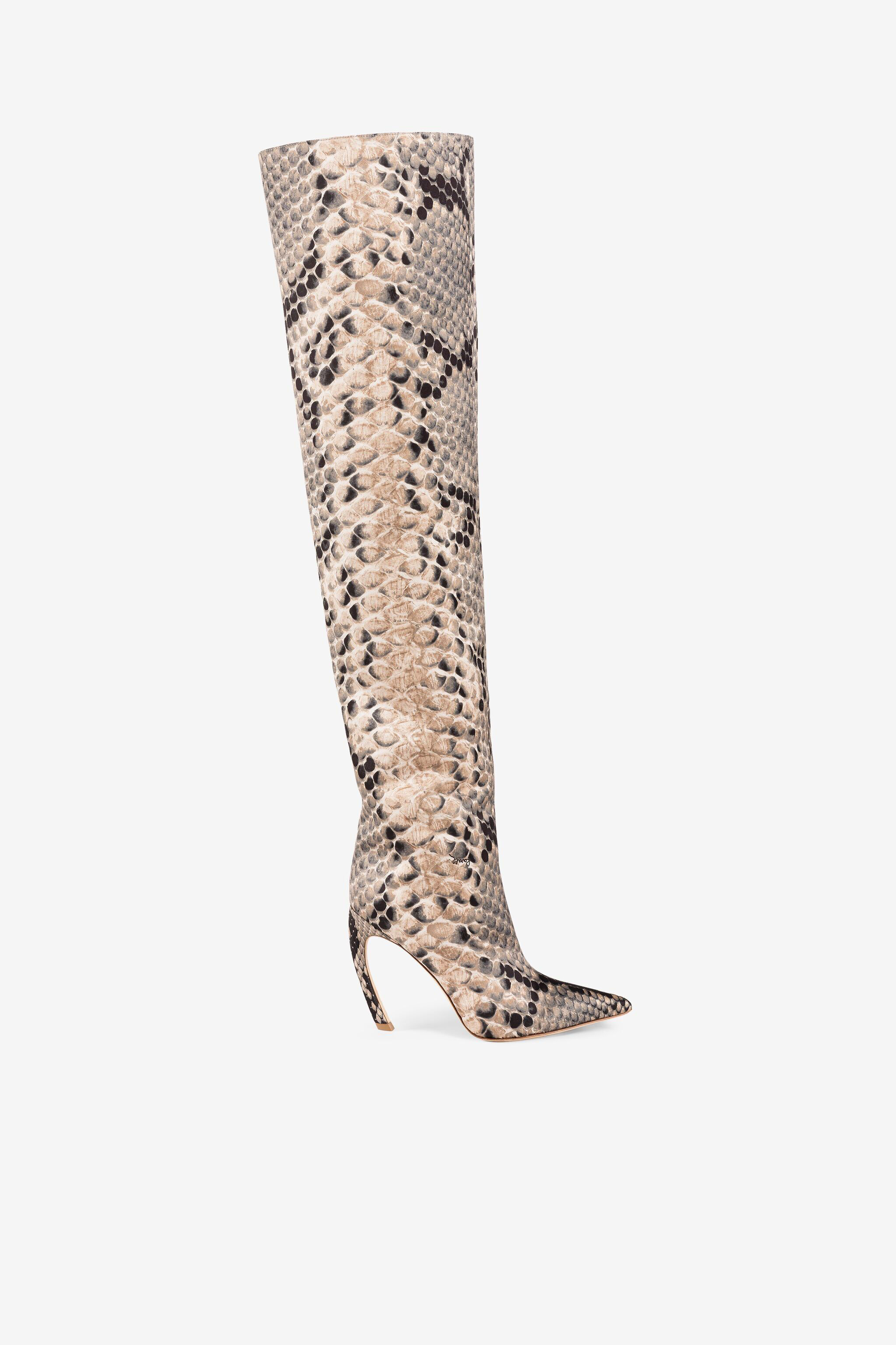 RC Python-embossed thigh-high boots ROCCIA QWS014-SE129