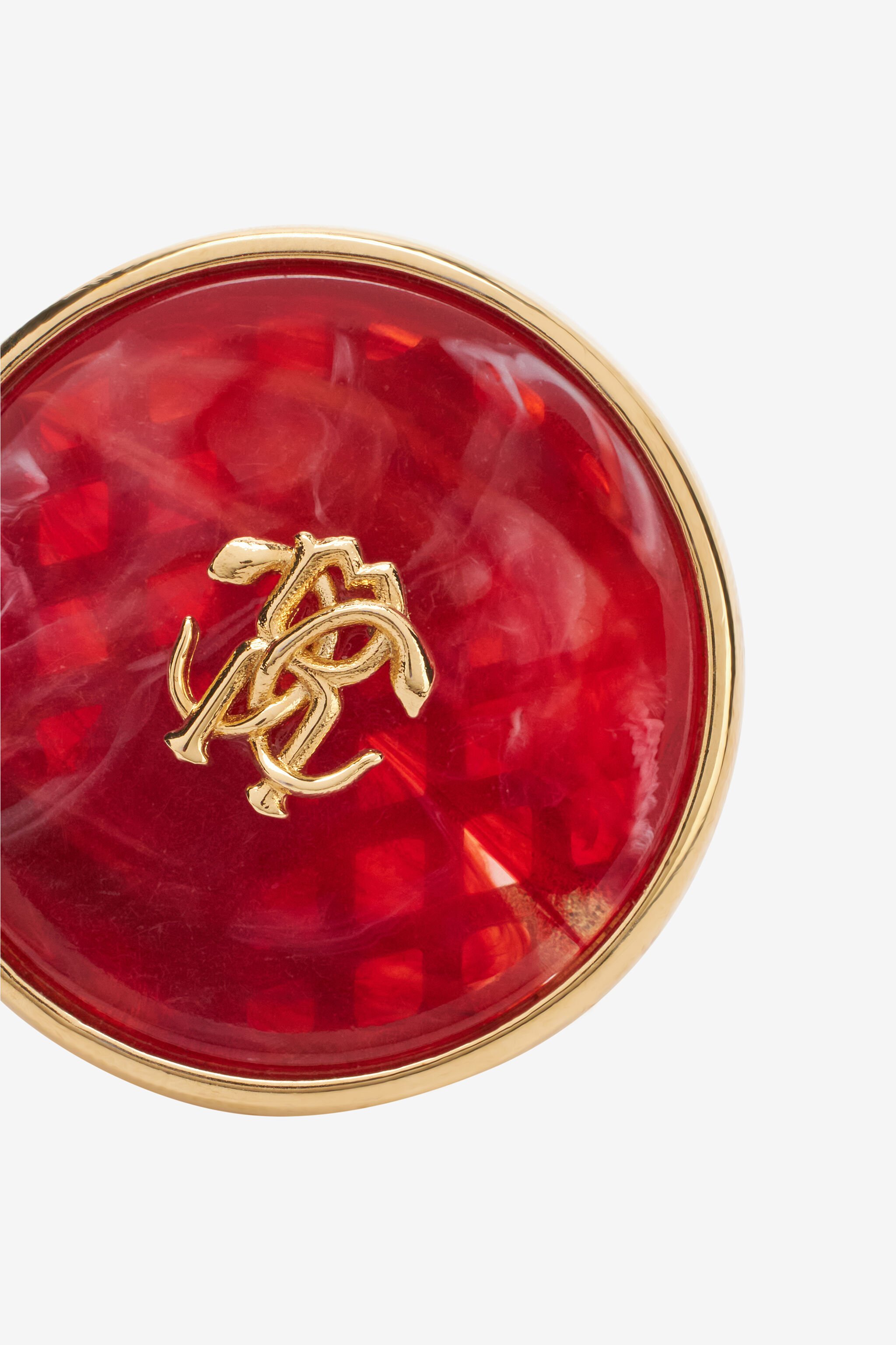 RC Mirror Snake Monogram Clip-On Earrings Red UKG006-AM015
