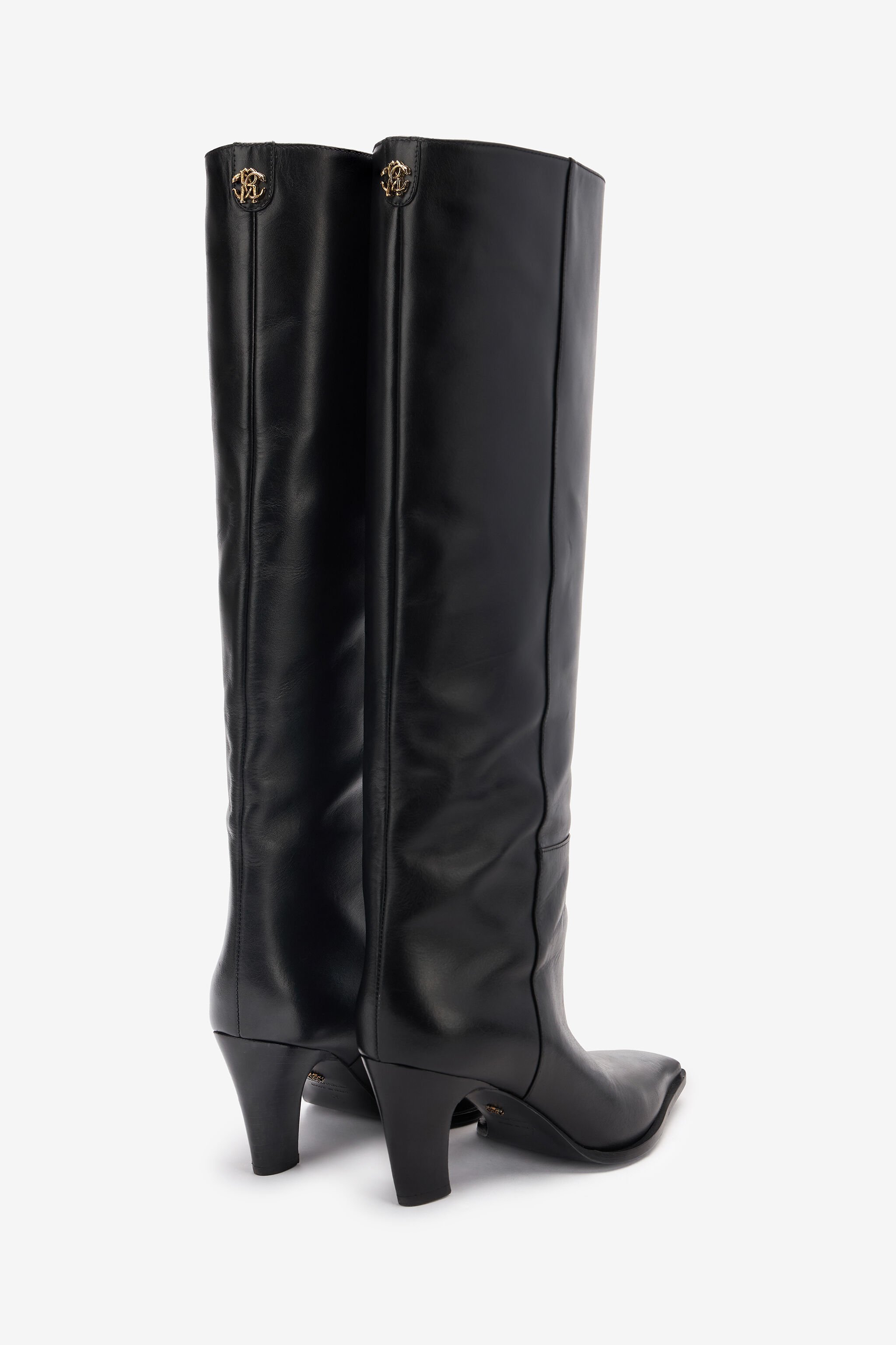 RC Leather Boots With Mirror Snake Monogram Black TKS011-PZ590