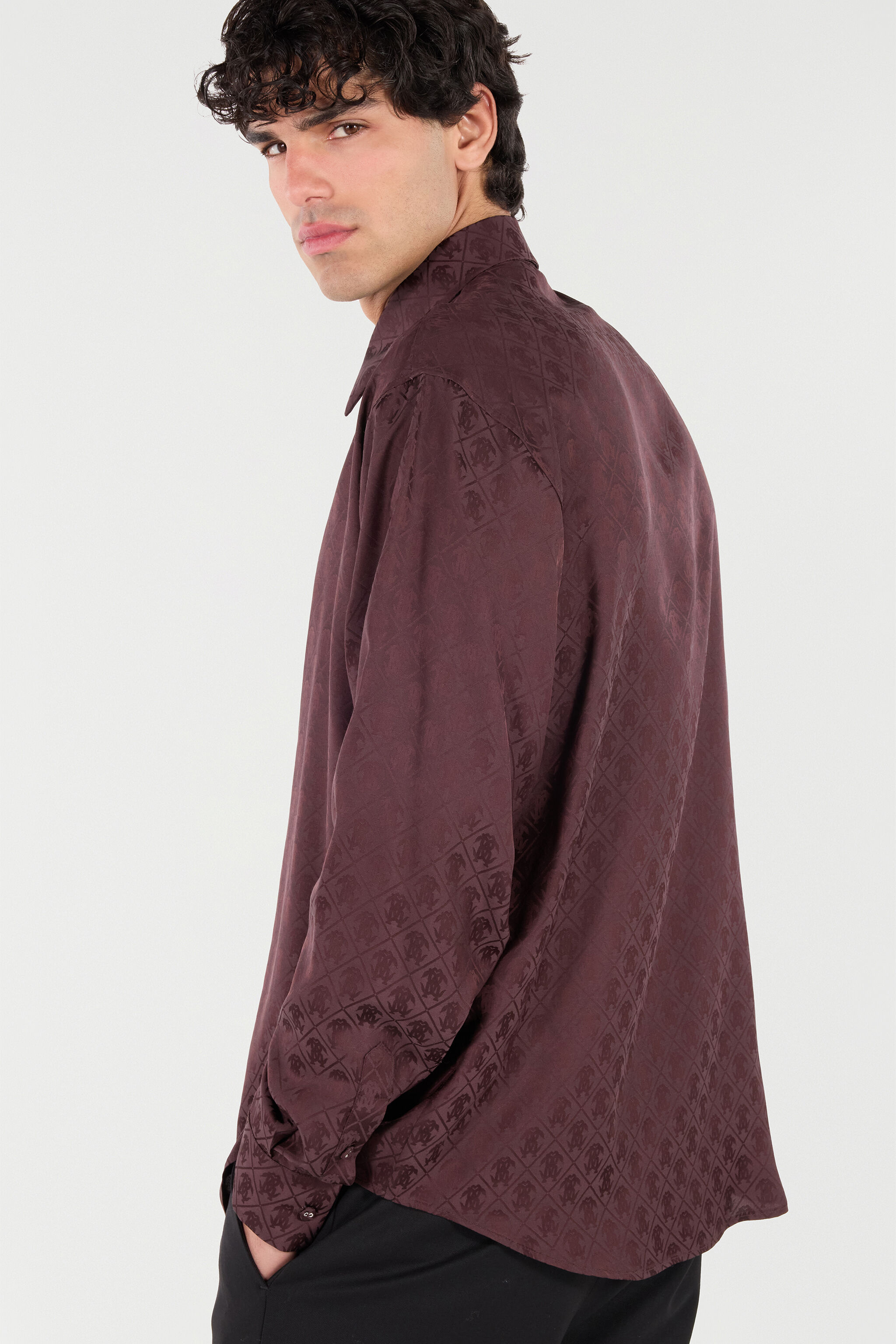 RC Silk Blend Shirt with All-Over Monogram Purple VRT711-RK010