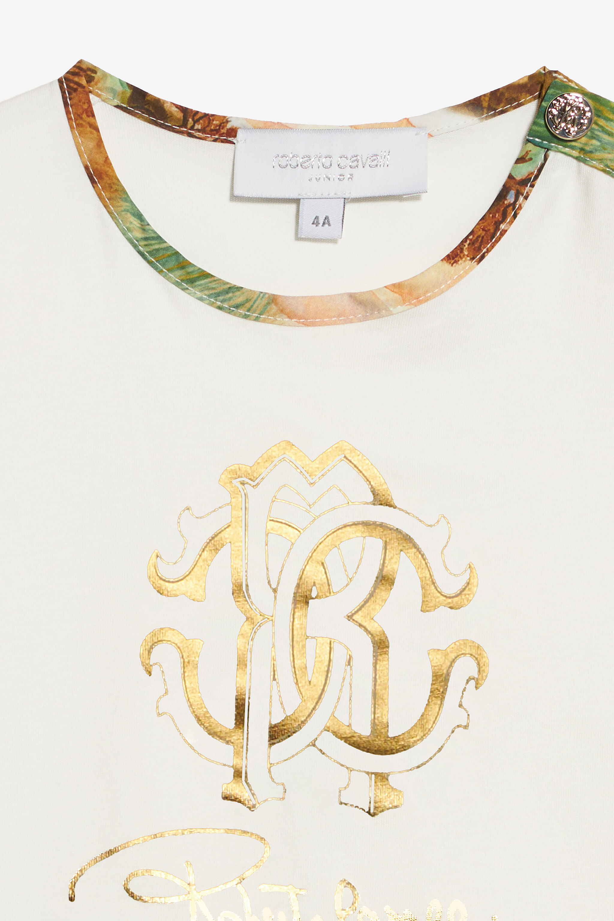 JU T-Shirt Avec Monogramme RC Et Logo Dorés Blanc UJT62R-JD001