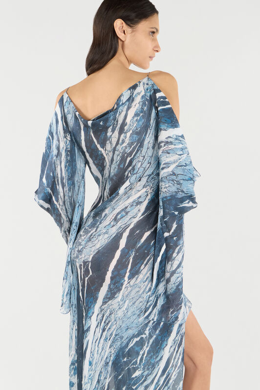 RC Fließendes Kleid mit Print Marble Dunkelblau UKT117-CTN22
