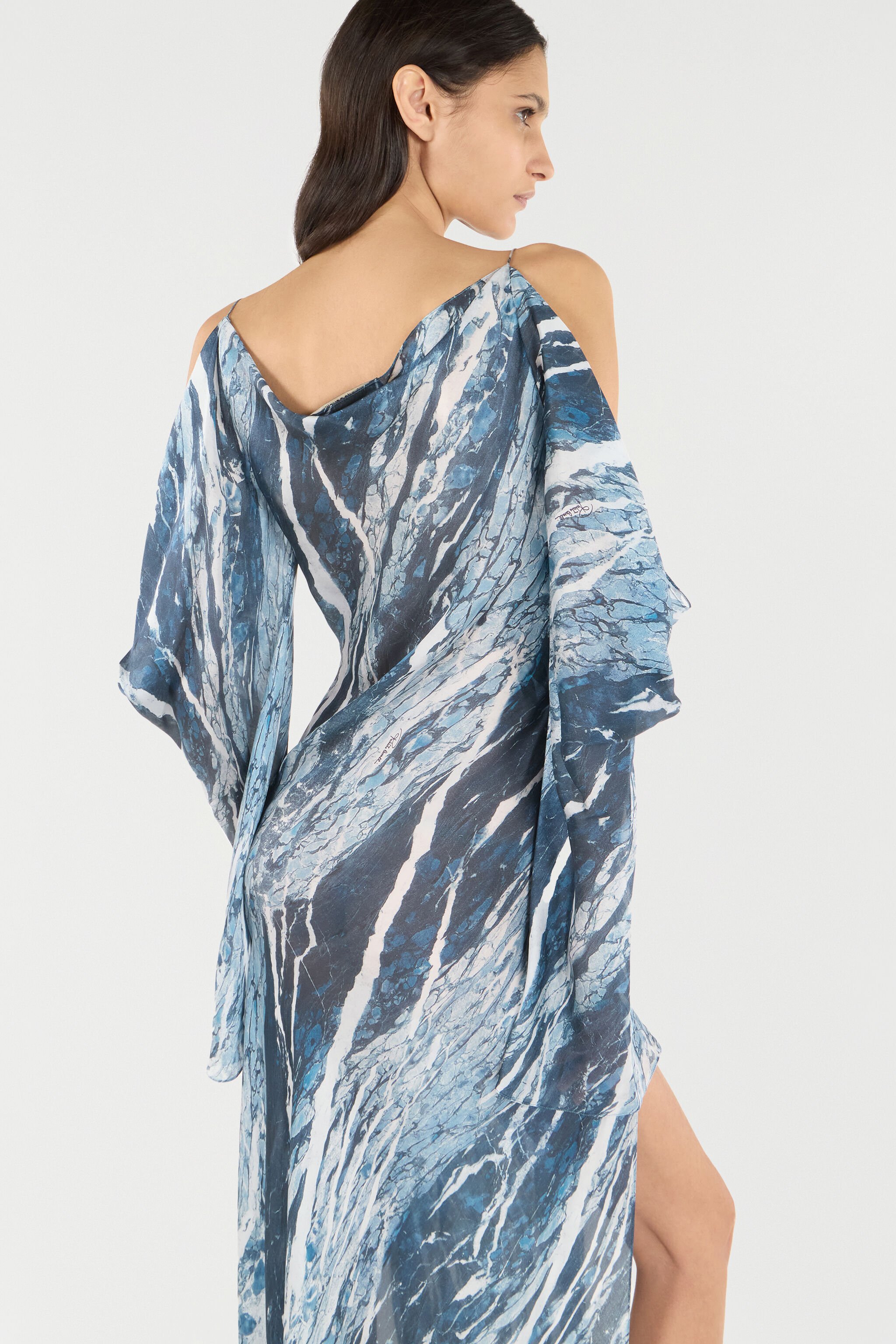 RC Fließendes Kleid mit Print Marble Dunkelblau UKT117-CTN22