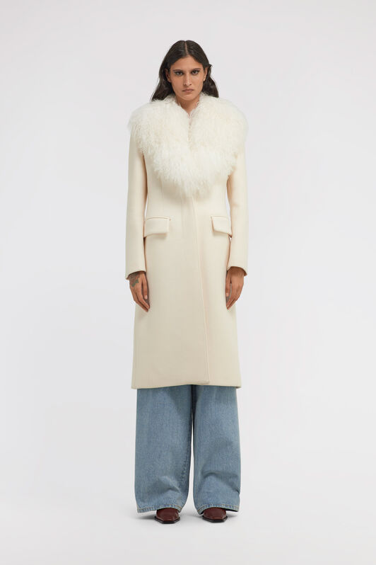 RC Long Coat with Wide Collar Ivory TKQ521-GA061