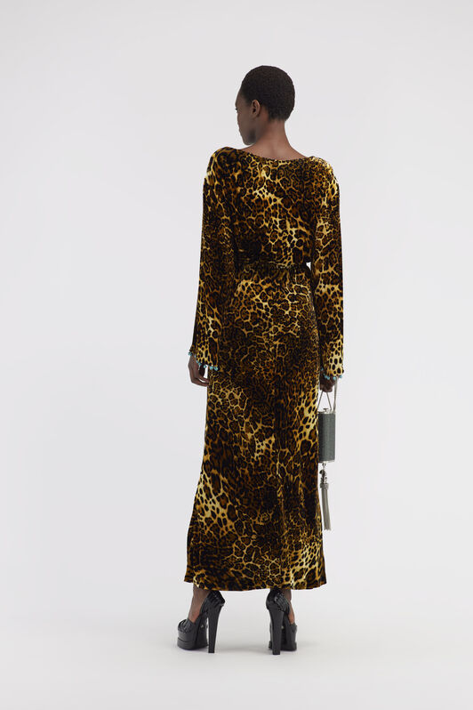RC Abito in velluto stampa Leopard Marrone scuro RKR124-FY058