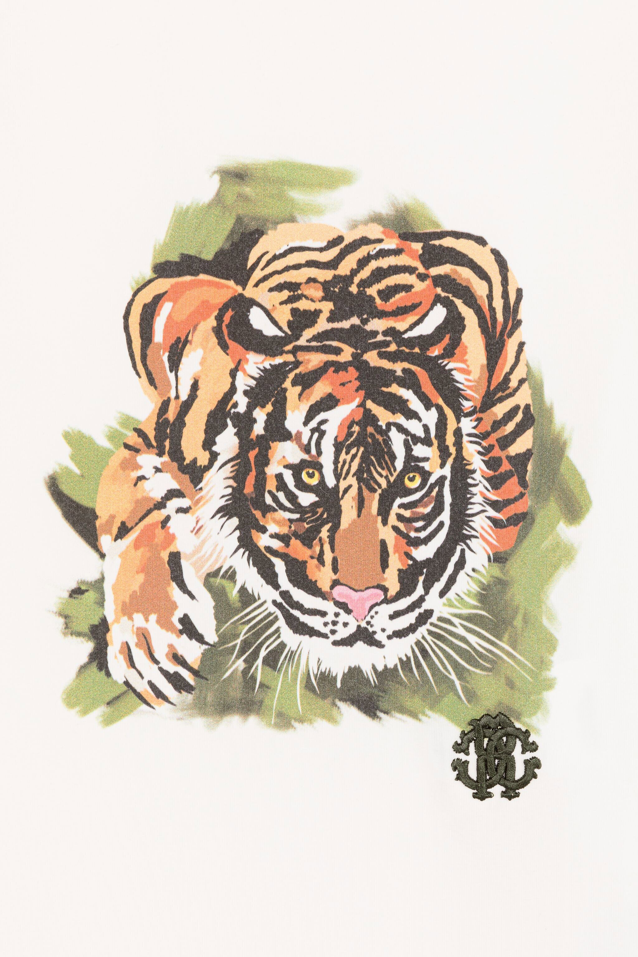 JU T-Shirt mit Tiger-Print Weiß PJT699-JV025