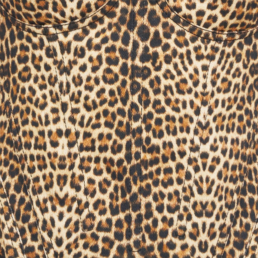 RC Flared Dress with Bbay Jaguar Print and Frayed Edges RC Flared Dress with Bbay Jaguar Print and Frayed Edges BROWN WQJ106-DAR31