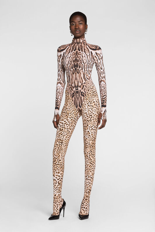 RC Legging avec pieds et imprimé guépard Marron clair PWT25A-LNF34
