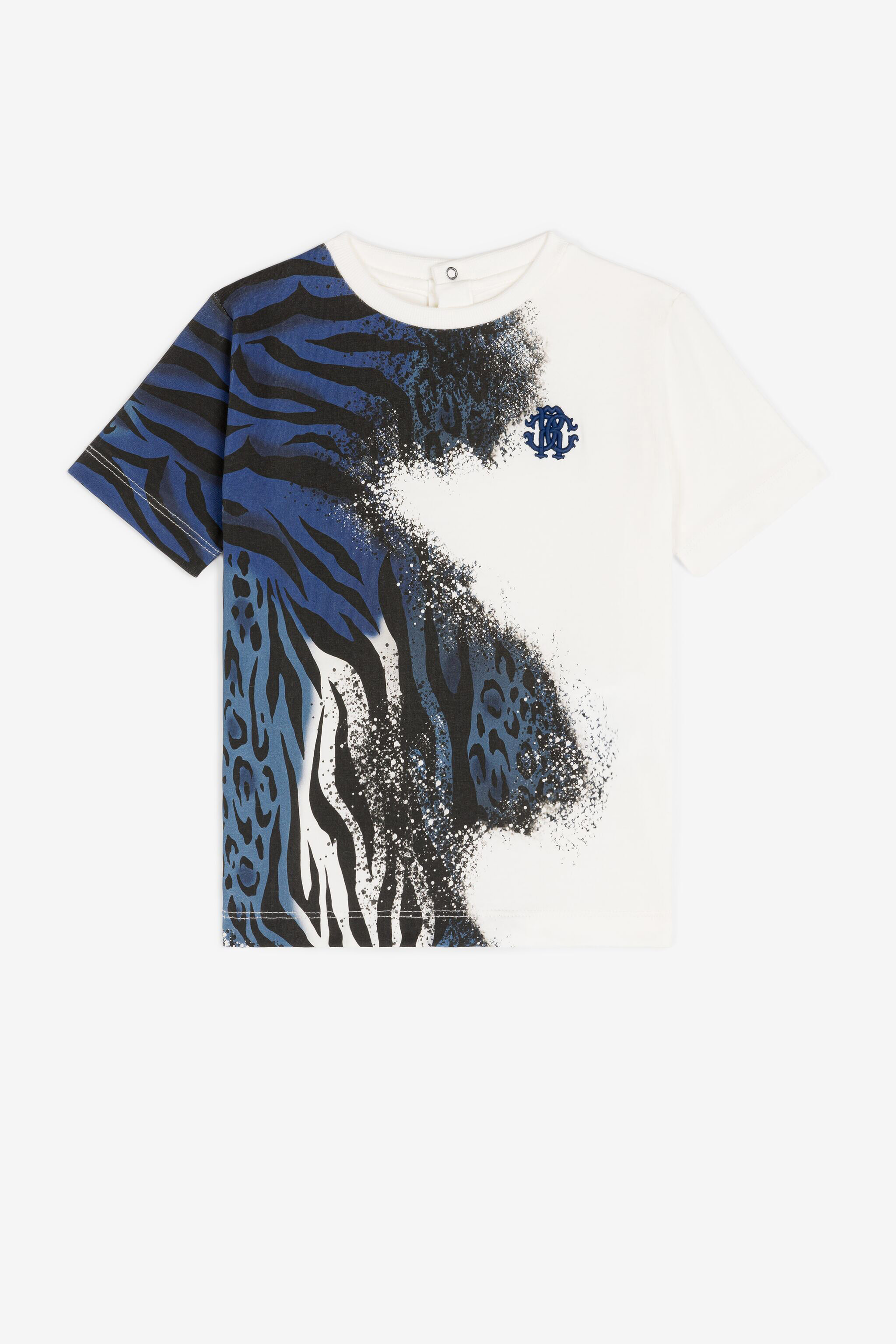 JU Zebra and Jaguar-Print T-Shirt Blue PJT692-JV025