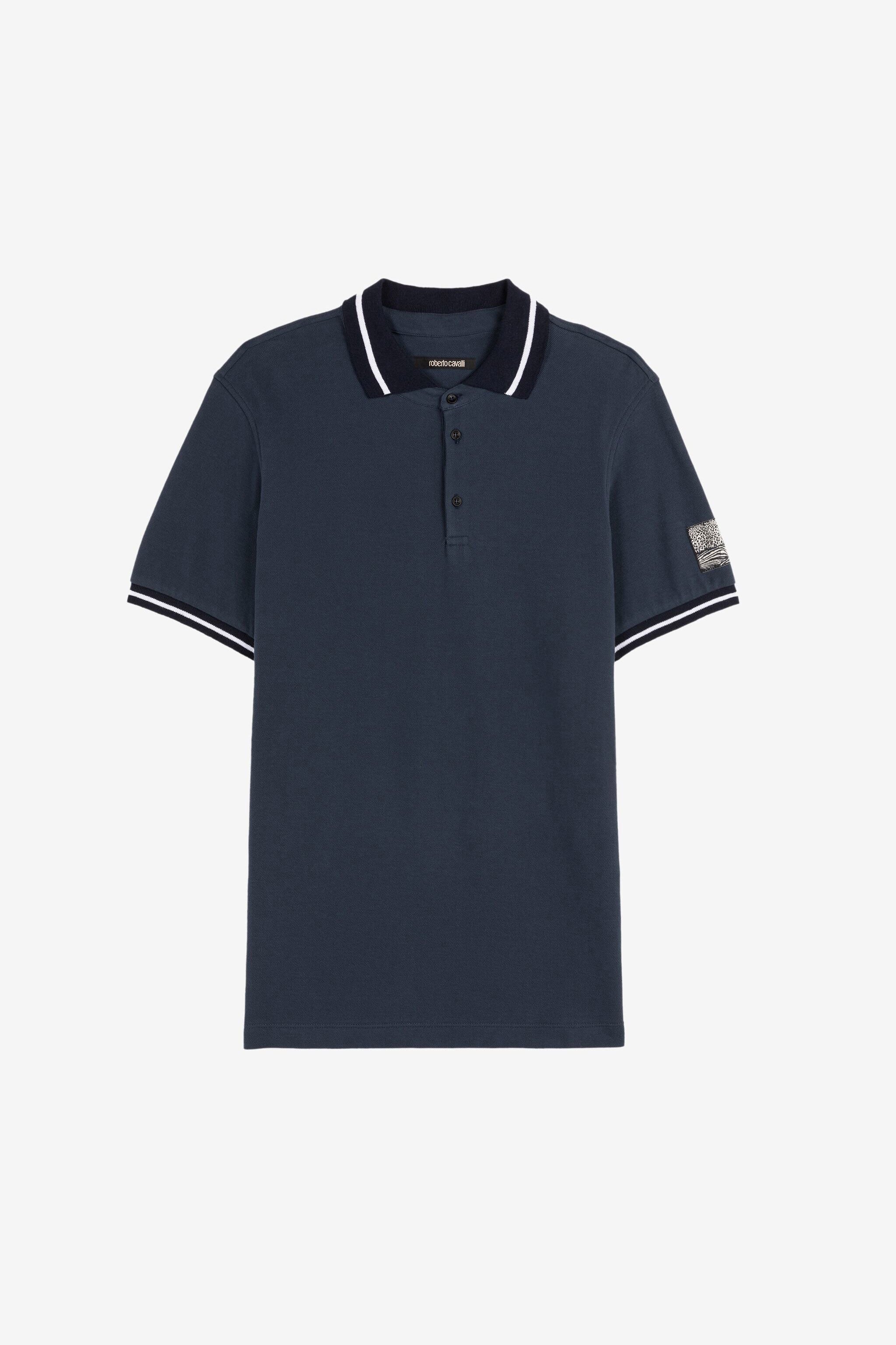 RC Animalier Patchwork-Print Appliqué Polo Shirt Dark blue PRT64C-KB010