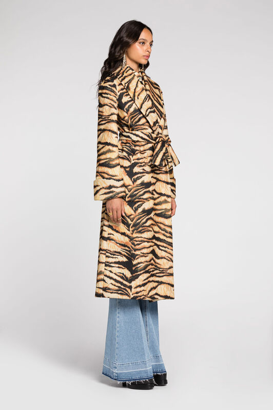 RC Freedom-print belted coat Light Brown RKT507-7QH36