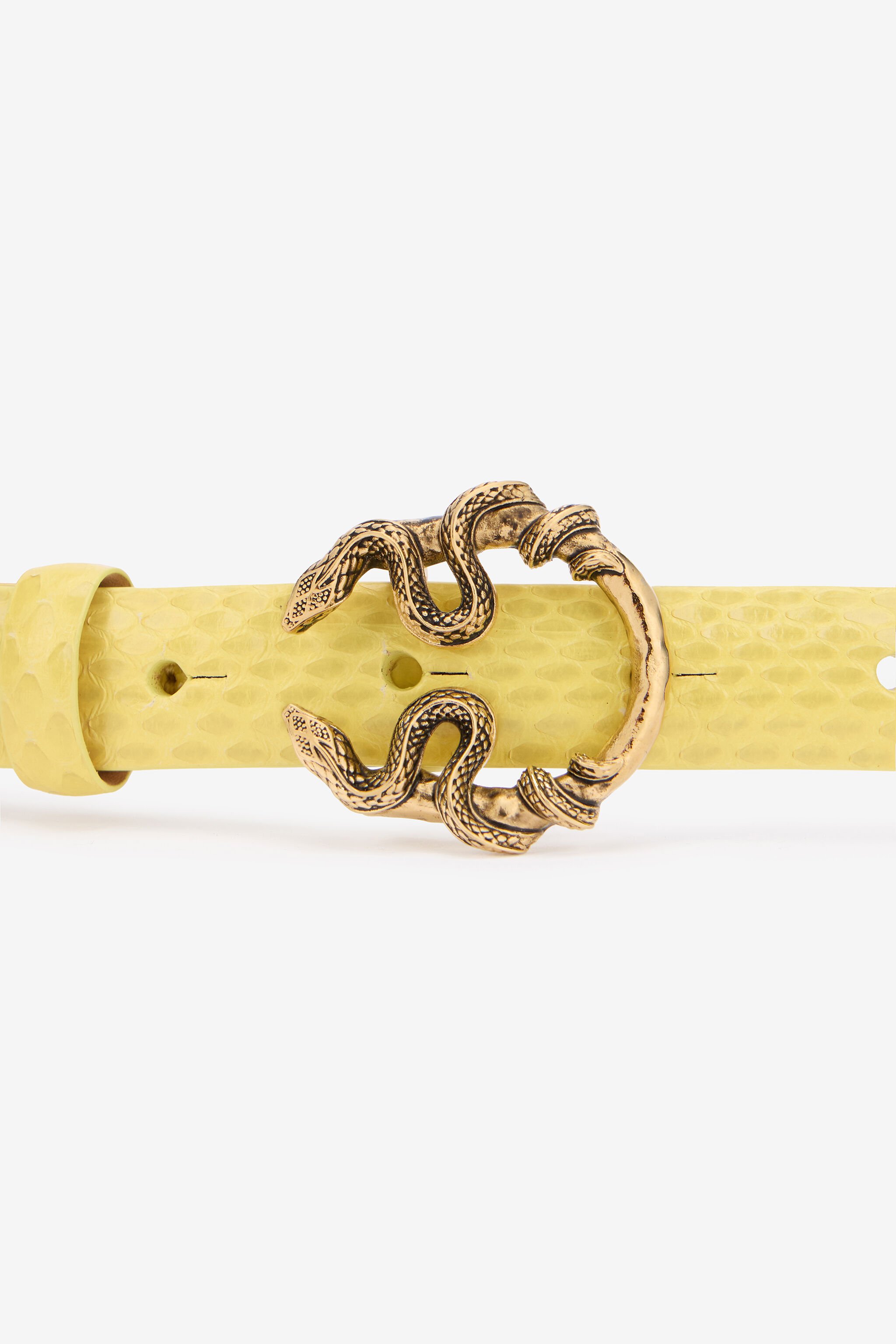 RC Yellow Leather Belt With Snake Buckle RC Yellow Leather Belt With Snake Buckle YELLOW WKC002-PA001