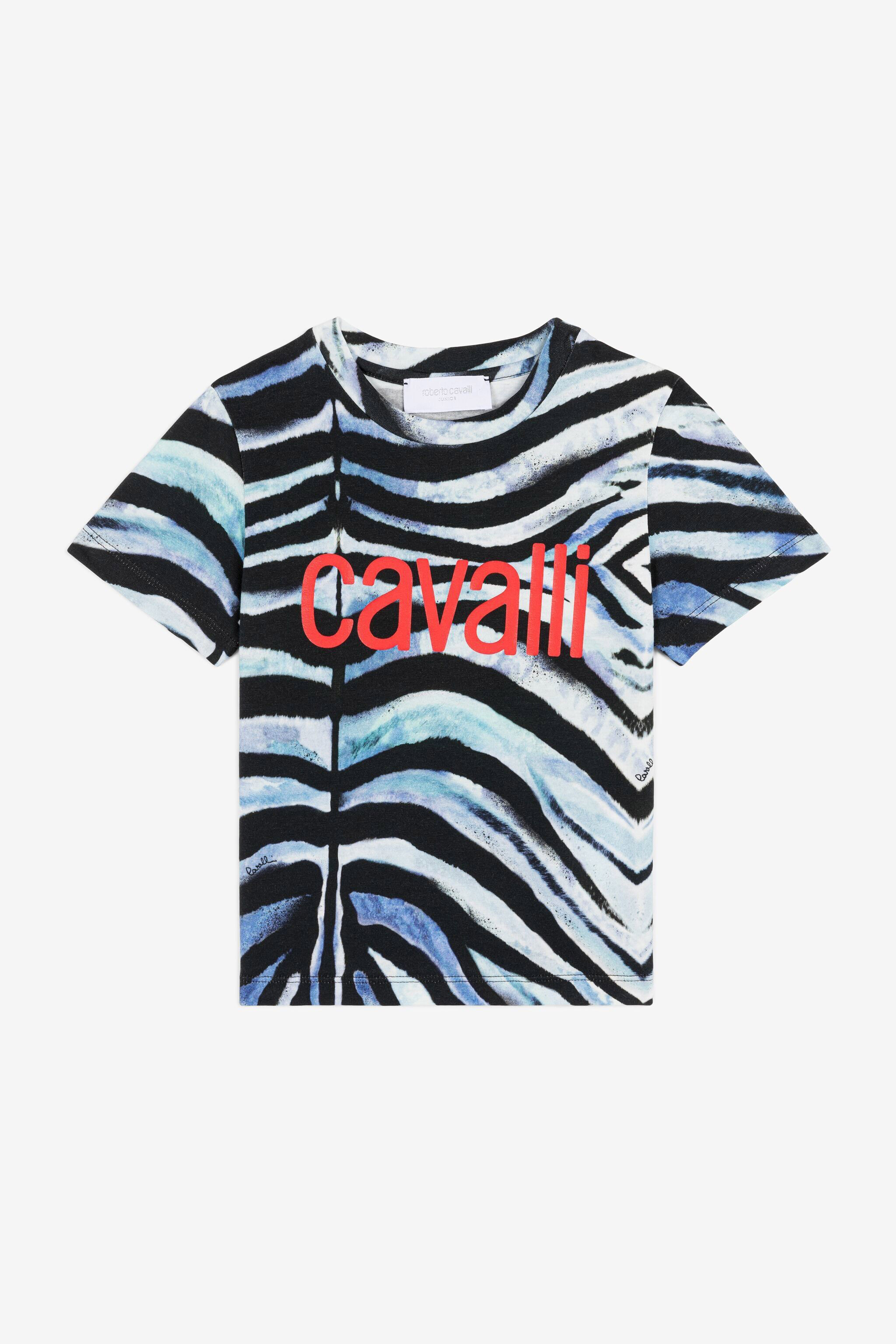 JU Zebra-Print Logo T-Shirt Blue OJT648-ISA2J