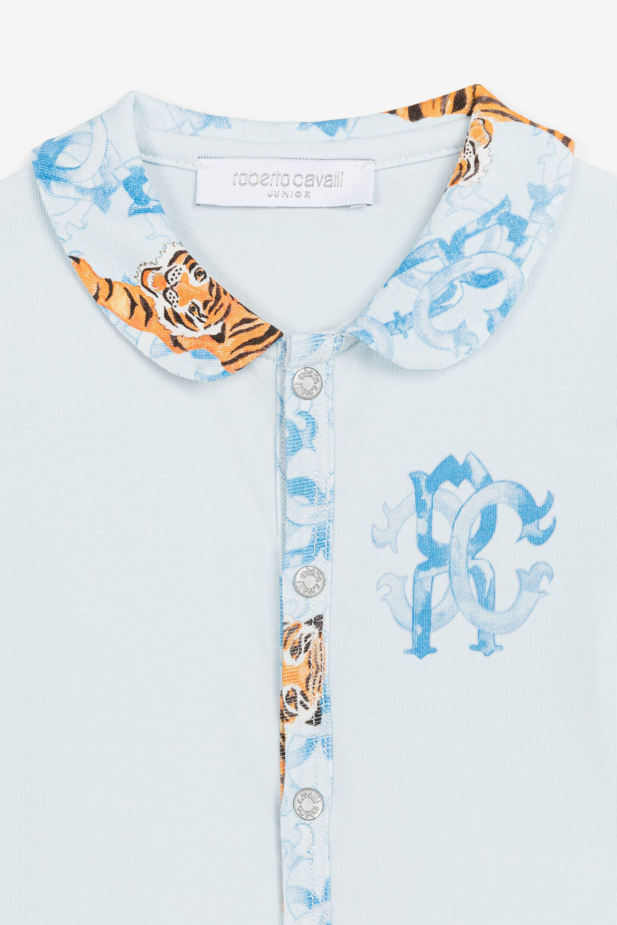 JU Tiger-motif monogram babygrow set Light blue QJT893-JV025