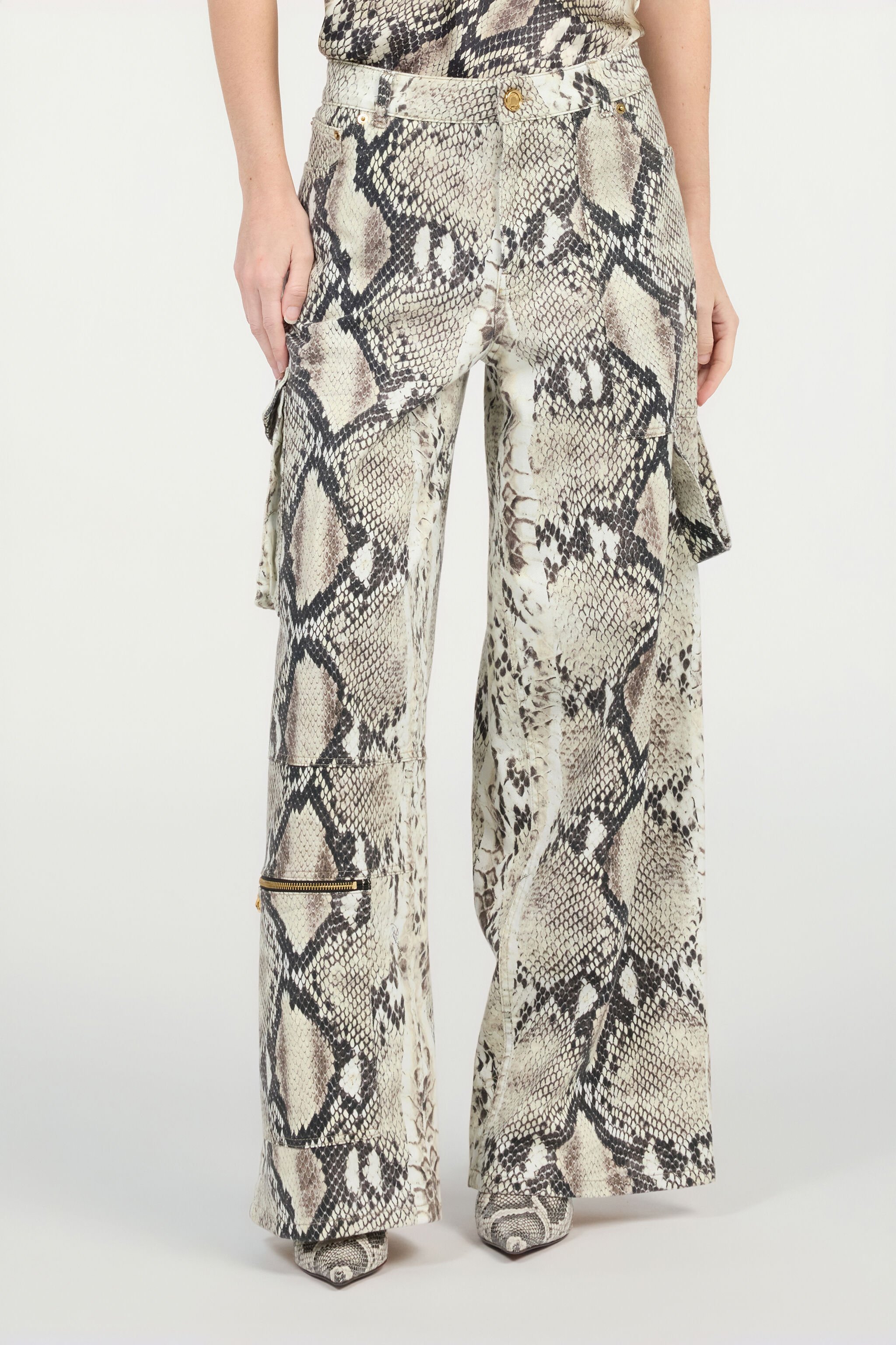 RC Rock Cargo Jeans With Python Print Light Brown VWJ250-DAQ75