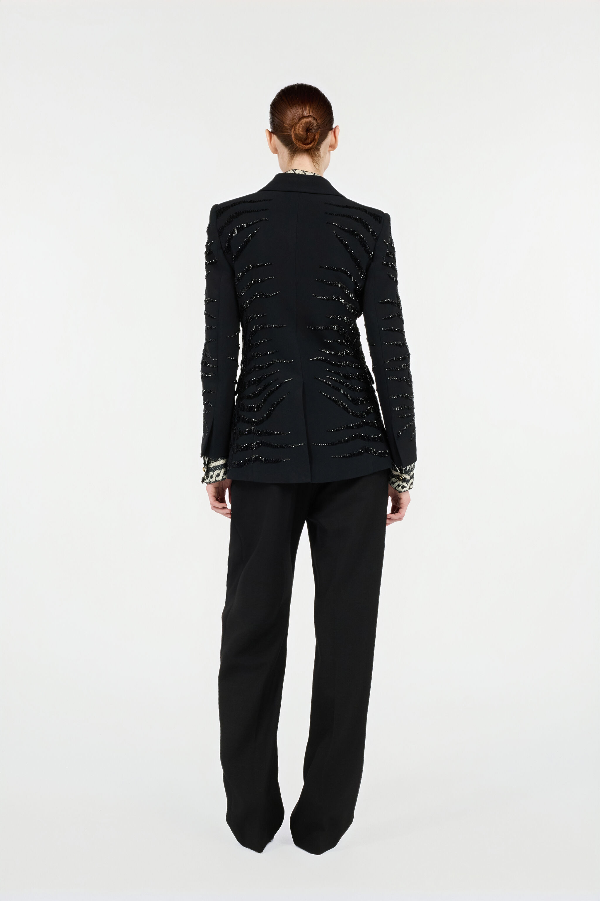 RC Black Jacket with Zebra Sequin Pattern Noir UKR415-KU013