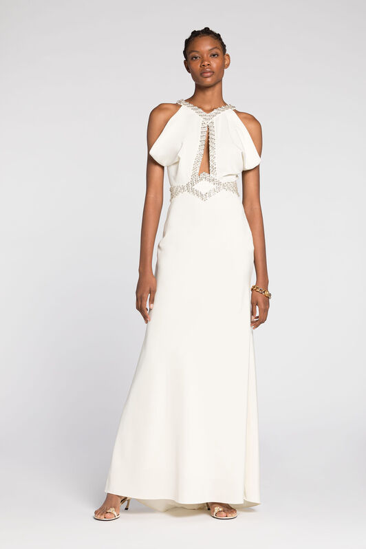 RC Crystal-embellished mermaid dress Bianco QKR199-SE048