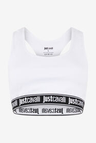 JC Bralette Bianca in Cotone con Fascia Logo WHITE UFU006-UF203