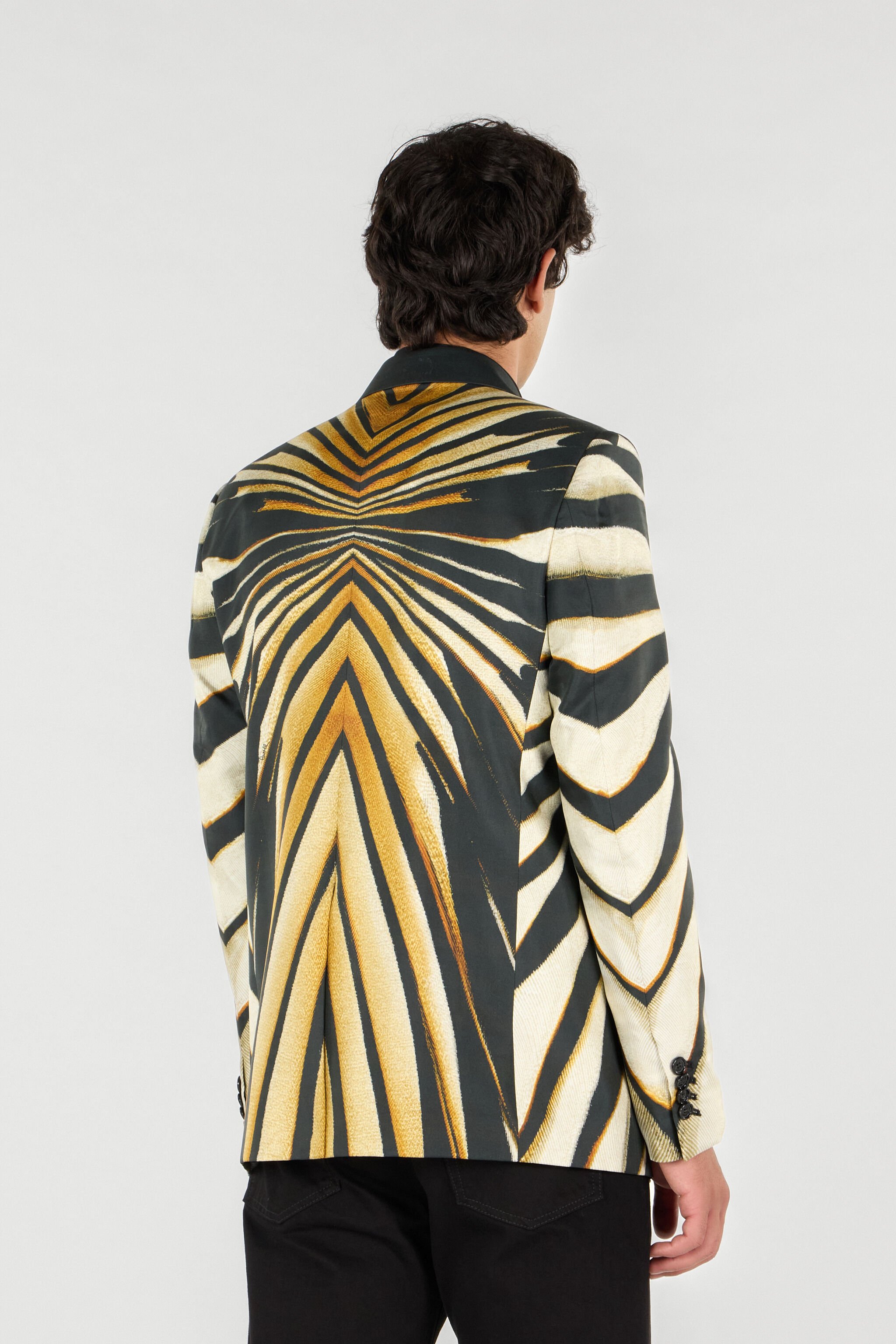 RC Single-breasted blazer with Ray of Gold print Gold RMT435-SKI31