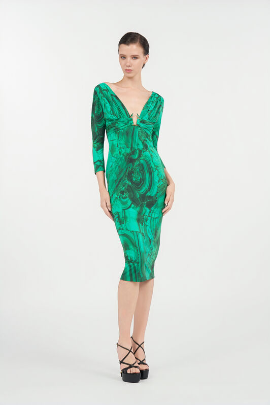 RC Malachite Print Midi Dress VERDE SMERA.175335 TKT139-LNN06
