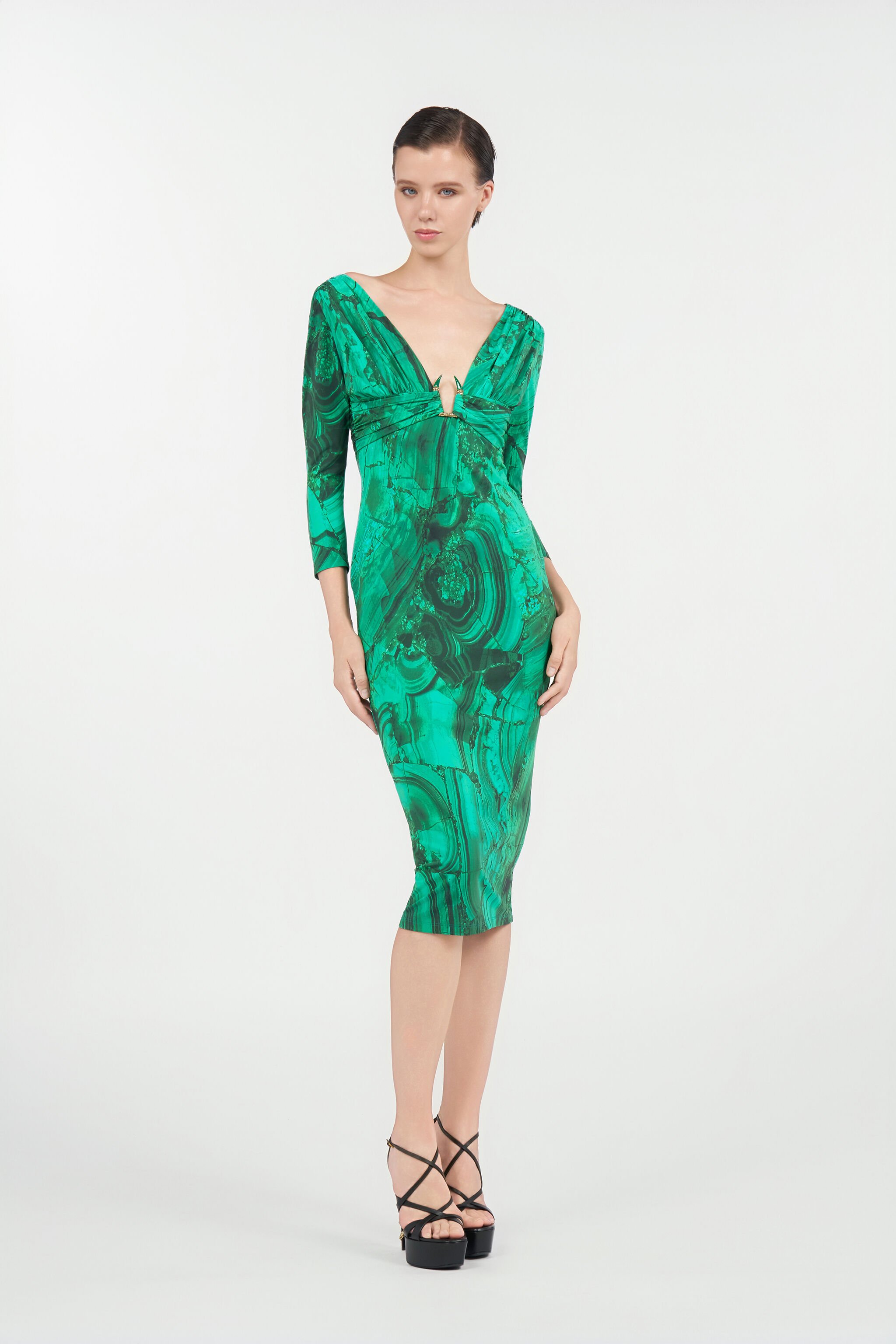 RC Malachite Print Midi Dress VERDE SMERA.175335 TKT139-LNN06