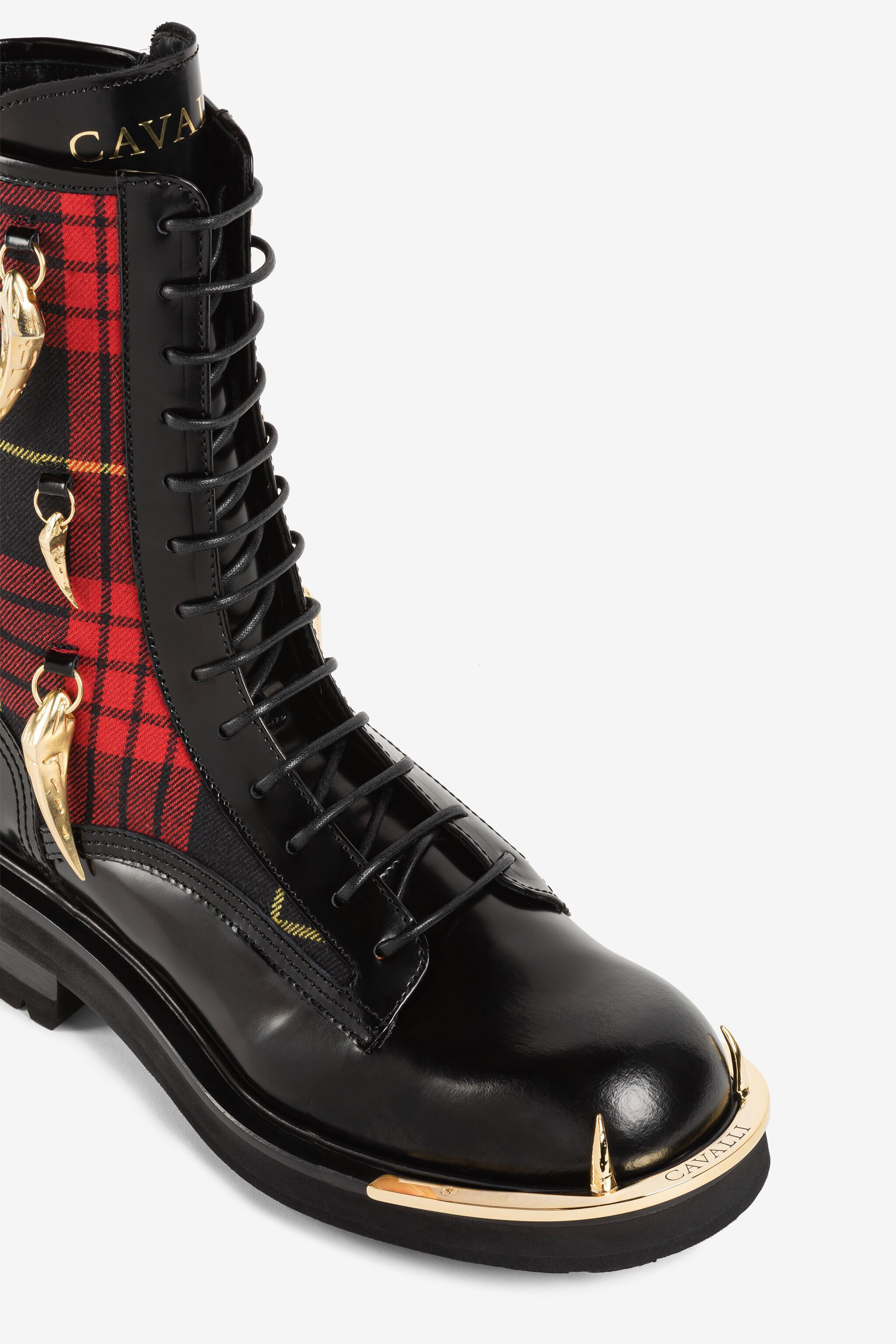 RC Tiger Tooth Tartan Combat Boots Black/Red PKS003-PZ234