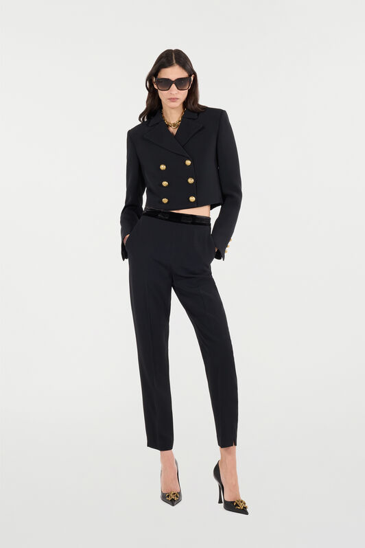 RC Cropped Double-Breasted Jacket Negro VQT403-KU013