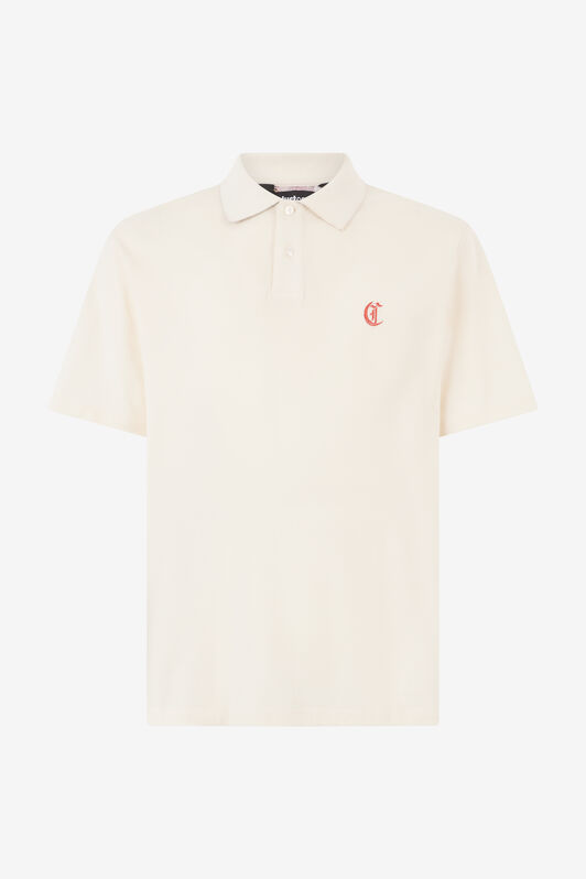 JC Polo Shirt With JC Monogram And Lettering Ivory UFT024-UF044